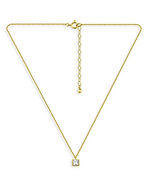 Aqua Princess Cut Bezel Set Cubic Zirconia Pendant Necklace, 16 - 100% Exclusive In Gold
