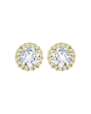 Aqua Round Pave Cubic Zirconia Stud Earrings - 100% Exclusive In Gold