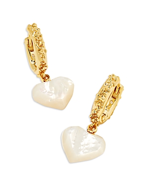 Kendra Scott Penny Heart Huggie Hoop Earrings In 14k Gold Plated In Gold Ivory