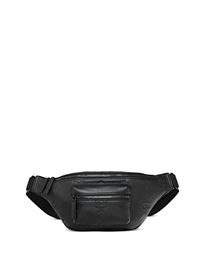 Shop Mcm Fursten Medium Maxi Monogram Embossed Leather Belt Bag In Black