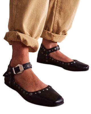 Women&#39;s Mystic Ankle Strap Mary Jane Studded Flats