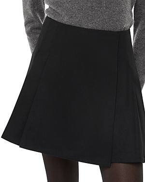 Whistles Pleated Cotton Mini Skirt In Black