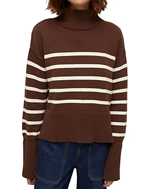 Shop Veronica Beard Lancetti Cotton Turtleneck Sweater In Chicory/ecru