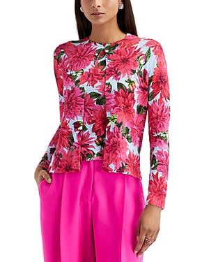 Shop Oscar De La Renta Dahlia Cardigan In Fuschia