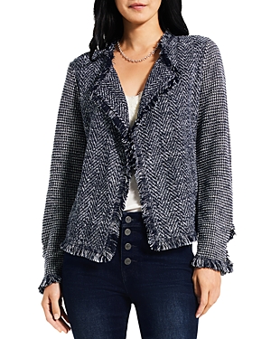 Nic + Zoe Fringe Mix Jacket In Indigo Multi
