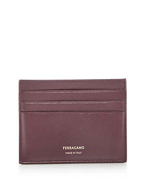 Shop Ferragamo Men's Leather Card Case In Dark Barolo