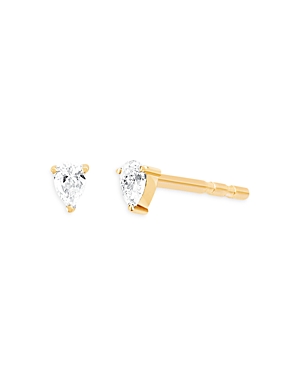 Ef Collection 14k Yellow Gold Diamond Pear Stud Earrings In Gold