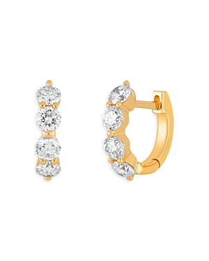 Shop Ef Collection 14k Yellow Gold Diamond Huggie Hoop Earrings