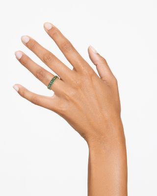 Matrix Green Baguette Crystal Stack Ring in Gold Tone