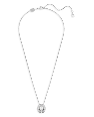 Shop Swarovski Mesmera Mixed Cut Octagon Pendant Necklace In Rhodium Plated, 15.75-18.5 In Silver