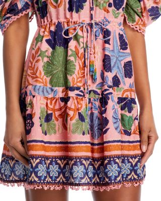 farm rio seashell tapestry cotton mini dress FARM Rio Seashell Tapestry Cotton Mini Dress