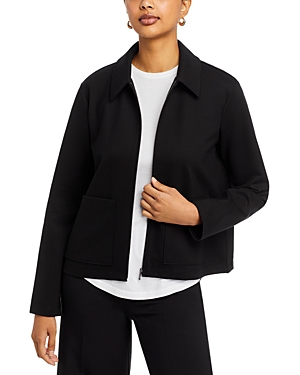 Eileen Fisher Classic Collar Zip Jacket In Black