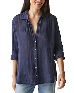 Shop Michael Stars Relaxed Button Down Top In Nocturnal