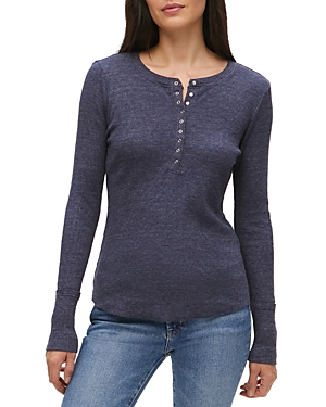 Michael Stars Regan Thermal Henley Tee In Nocturnal