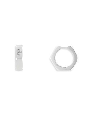 Gucci - Sterling Silver Trademark925 Hexagon Huggie Hoop Earrings