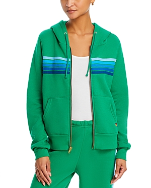 Shop Aviator Nation Rainbow-stripe Hoodie In Kelly Green