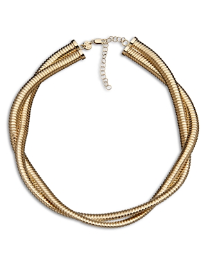 JENNIFER ZEUNER MAUDE TWISTED DOUBLE CHAIN CHOKER NECKLACE IN GOLD VERMEIL STERLING SILVER, 11-14