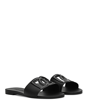 Shop Dolce & Gabbana Women's Logo Pool Slide Sandals In Black
