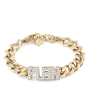 Shop Philipp Plein Lettering Gold Tone Bracelet