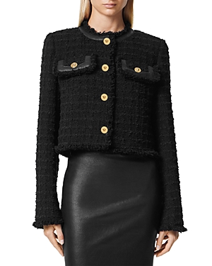 Shop Versace Heritage Textured Tweed Jacket In Black