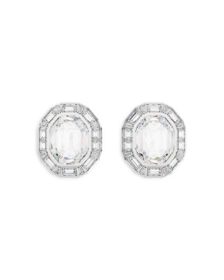 Swarovski Mesmera Mixed Cut Octagon Clip-On Button Earrings in Rhodium Plated
