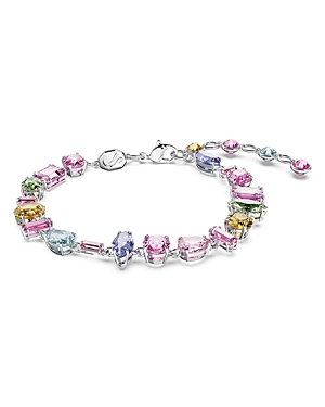 Swarovski Gema Multicolor Mixed Cut Bracelet In Rhodium Plated