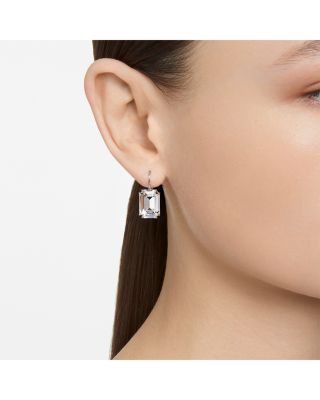 Millenia Octagon Cut Drop Earrings in Rhodium Plated