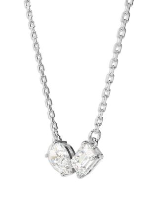 Mesmera Mixed Cut Pendant Necklace & Stud Earrings Set in Rhodium Plated