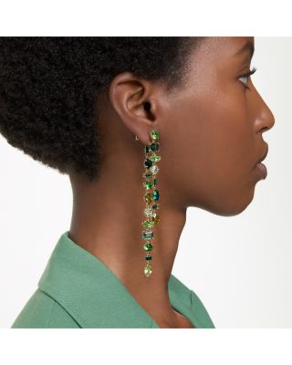 Gema Multicolor Mixed Cut Linear Front to Back Earrings in Gold Tone