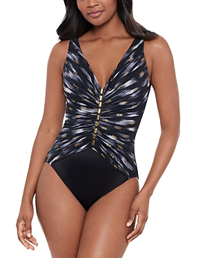 Shop Miraclesuit Bronze Reign Charmer One Piece Swimsuit In Black Multi