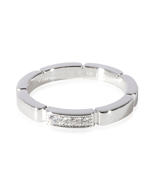 Pre-owned Cartier  Cartier Maillon Panthere Diamond Band In Platinum