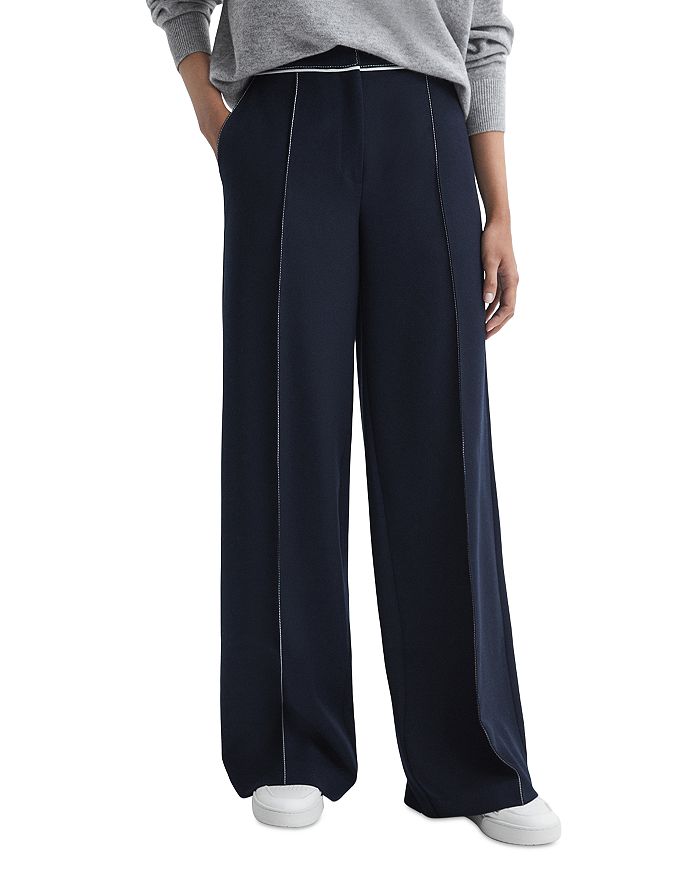 Oriel Contrast Stitch Wide Leg Pants