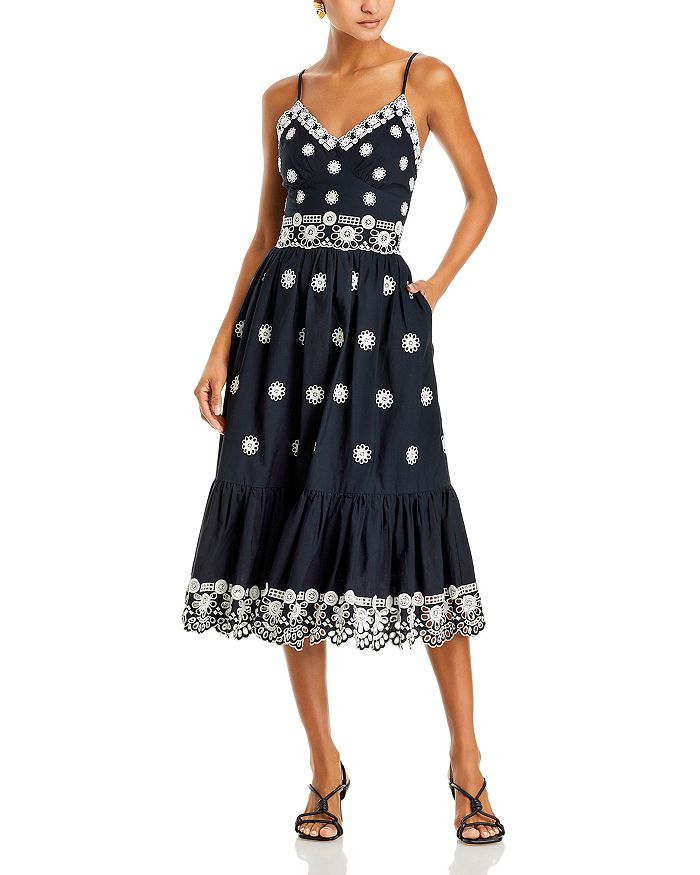 Sea New York Elysse Embroidered Midi Dress | Bloomingdale's