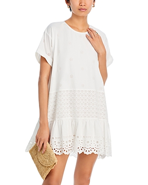 Sea New York Elysse Embroidered Cotton Tunic Dress In White