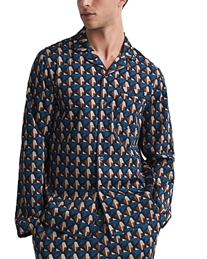 Reiss Multi Cotton Printed Cuban Collar Pyjama Top In Multi