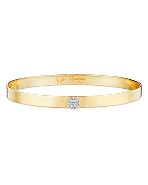 14K Yellow Gold Diamond Hammered Infinity Love Always 5mm Bracelet