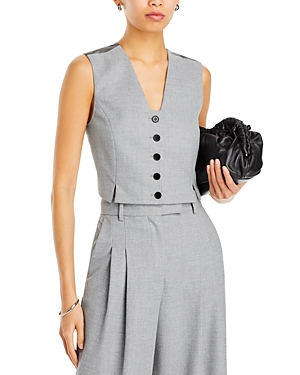 Shop By Malene Birger Bettas Cropped Vest In Grey Melange