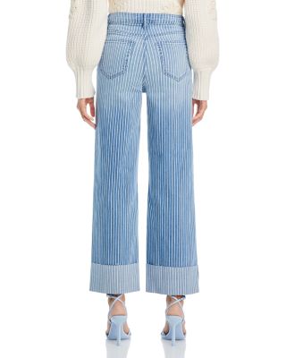 Striped Cuffed Dad Jeans in Medium Wash - Exclusive