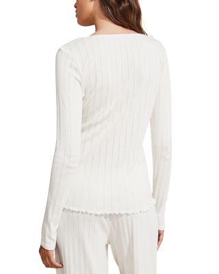 Pointelle V Neck Henley Top