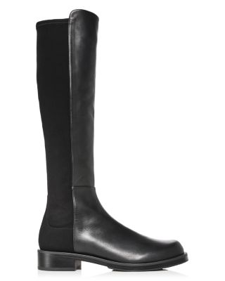 Women's Halfnhalf Bold Leather & Stretch Knee High Boots 