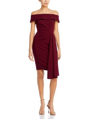 Aqua Off-The-Shoulder Crepe Cocktail Dress - Exclusive