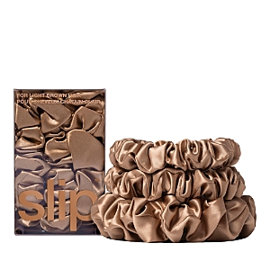 Slip Pure Silk Back To Basics Assorted Scrunchies In Light Brown