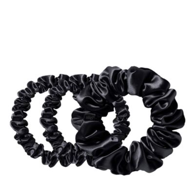 Pure Silk Back to Basics Midi/Large Scrunchies in Black, Set of 3