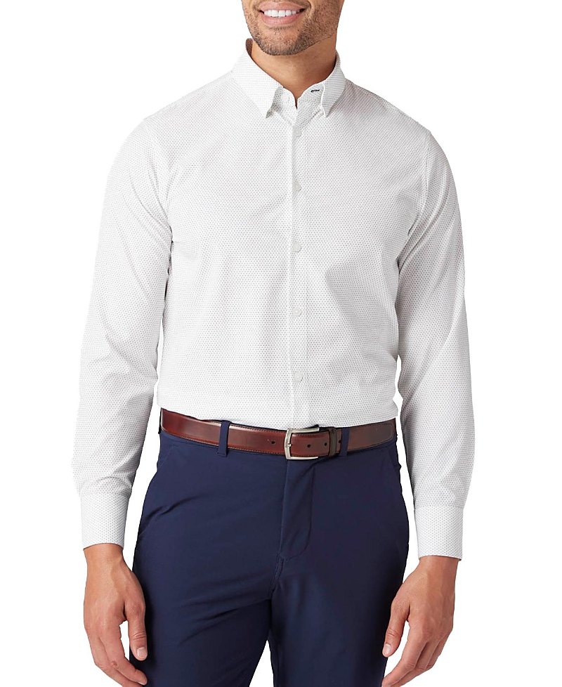 Mizzen + Main Leeward Stretch Button-up Shirt In Sage Dot