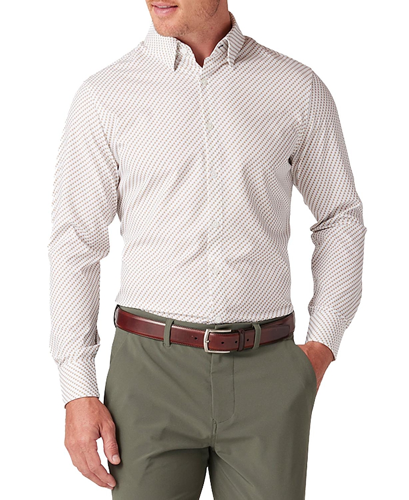 Mizzen + Main Leeward Trim Fit Dot Performance Button-up Shirt In White Pong Print