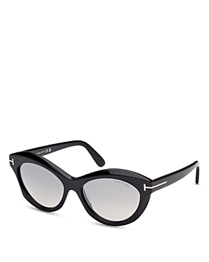 Tom Ford Toni Oval Sunglasses, 55mm In Black/gray Mirrored Gradient