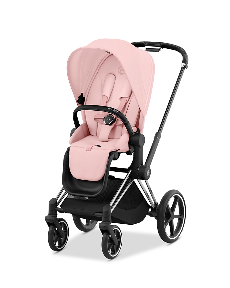 Cybex Priam 4 Stroller Chrome Frame And Black Handle In Chrome/black/peach Pink