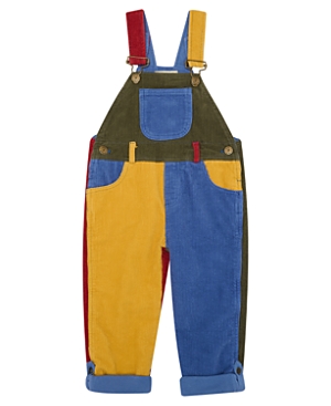 Shop Dotty Dungarees Unisex Patchwork Chunky Cord Overalls - Baby, Little Kid, Big Kid In Ochre Multicolor