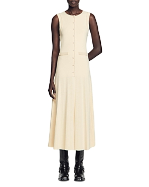 Shop Sandro Naima Sleeveless Knit Midi Dress In Beige
