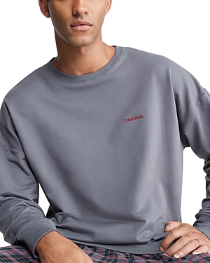 Calvin Klein Long Sleeve Crewneck Sweatshirt In Charcoal